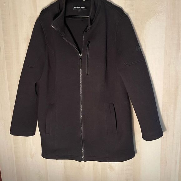 Andrew Marc black fleece coat jacket, size XXL - Picture 3 of 13